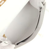 Pre-owned Hermes Kelly Retourne 28 White Clemence Gold Hardware