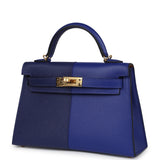 Hermes Casaque Kelly Sellier 20 Bleu Electric and Bleu Encre Epsom Gold Hardware