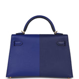 Hermes Casaque Kelly Sellier 20 Bleu Electric and Bleu Encre Epsom Gold Hardware