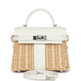 Hermes Mini Picnic Kelly 20 White Swift Palladium Hardware