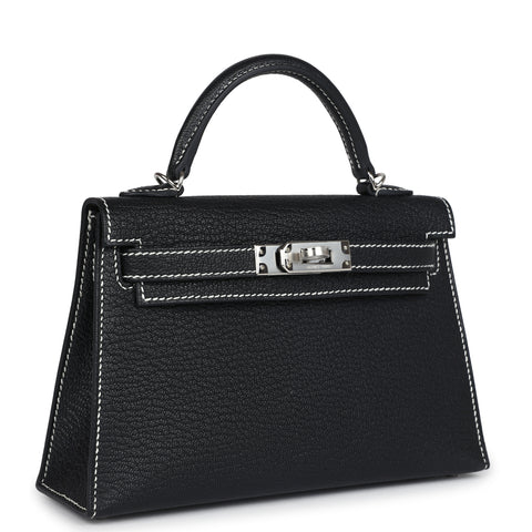 Hermes Special Order (HSS) Kelly Sellier 20 Black Chevre Mysore Palladium Hardware