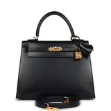 Hermes Kelly Sellier 25 Black Box Gold Hardware