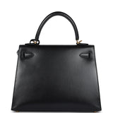 Hermes Kelly Sellier 25 Black Box Gold Hardware