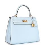 Hermes Kelly Sellier 25 Bleu Brume Epsom Gold Hardware