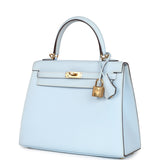 Hermes Kelly Sellier 25 Bleu Brume Epsom Gold Hardware