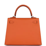 Hermes Kelly Sellier 25 Orange Epsom Palladium Hardware