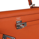 Hermes Kelly Sellier 25 Orange Epsom Palladium Hardware