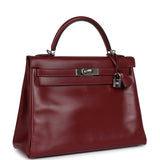 Pre-owned Hermes Kelly Retourne 32 Rouge H Box Palladium Hardware