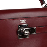 Pre-owned Hermes Kelly Retourne 32 Rouge H Box Palladium Hardware