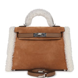 Hermes Teddy Kelly 20 Chamois Shearling and Swift Palladium Hardware