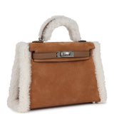 Hermes Teddy Kelly 20 Chamois Shearling and Swift Palladium Hardware