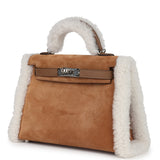 Hermes Teddy Kelly 20 Chamois Shearling and Swift Palladium Hardware