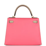 Pre-owned Hermes Special Order (HSS) Kelly Sellier 28 Rose Azalee and Trench Epsom Epsom Brushed Gold Hardware