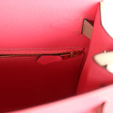 Pre-owned Hermes Special Order (HSS) Kelly Sellier 28 Rose Azalee and Trench Epsom Epsom Brushed Gold Hardware