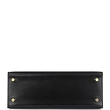 Pre-owned Hermes Kelly Sellier 25 Black Box Gold Hardware