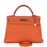 Vintage Hermes Kelly Retourne 32 Orange Togo Gold Hardware