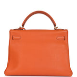 Vintage Hermes Kelly Retourne 32 Orange Togo Gold Hardware