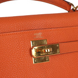 Vintage Hermes Kelly Retourne 32 Orange Togo Gold Hardware