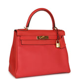 Pre-owned Hermes Kelly Retourne 28 Rouge Pivoine Togo Gold Hardware - Thumbnail View 2
