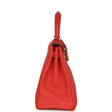 Pre-owned Hermes Kelly Retourne 28 Rouge Pivoine Togo Gold Hardware - Thumbnail View 3
