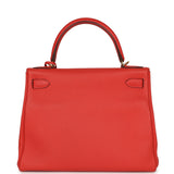 Pre-owned Hermes Kelly Retourne 28 Rouge Pivoine Togo Gold Hardware - Thumbnail View 4
