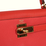 Pre-owned Hermes Kelly Retourne 28 Rouge Pivoine Togo Gold Hardware - Thumbnail View 7