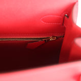 Hermes Kelly Sellier 28 Rouge Casaque Epsom Gold Hardware