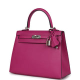 Hermes Kelly Sellier 25 Rose Pourpre Epsom Palladium Hardware