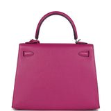 Hermes Kelly Sellier 25 Rose Pourpre Epsom Palladium Hardware