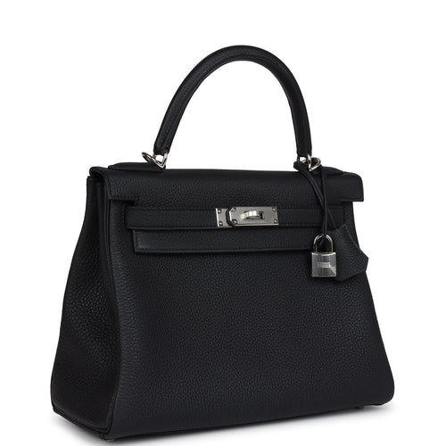 Hermes Kelly Retourne 28 Black Togo Palladium Hardware