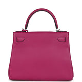 Hermes Kelly Retourne 28 Rose Poupre Evercolor Palladium Hardware