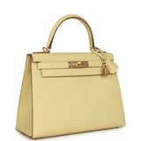 Hermes Kelly Sellier 28 Jaune Poussin Epsom Gold Hardware