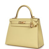 Hermes Kelly Sellier 28 Jaune Poussin Epsom Gold Hardware