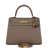 Hermes Kelly Sellier 28 Etoupe Epsom Gold Hardware