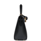 Hermes Kelly Sellier 25 Black Epsom Gold Hardware