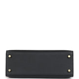 Hermes Kelly Sellier 25 Black Epsom Gold Hardware