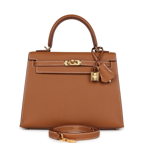 Hermes Kelly Sellier 25 Gold Epsom Gold Hardware