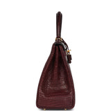 Hermes Kelly Retourne 28 Bordeaux Matte Alligator Gold Hardware