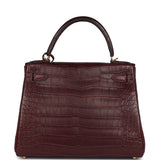 Hermes Kelly Retourne 28 Bordeaux Matte Alligator Gold Hardware