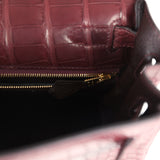 Hermes Kelly Retourne 28 Bordeaux Matte Alligator Gold Hardware