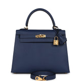 Hermes Kelly Sellier 25 Bleu Saphir Epsom Gold Hardware