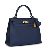 Hermes Kelly Sellier 25 Bleu Saphir Epsom Gold Hardware