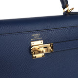 Hermes Kelly Sellier 25 Bleu Saphir Epsom Gold Hardware