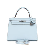 Hermes Kelly Sellier 28 Bleu Brume Epsom Palladium Hardware