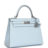 Hermes Kelly Sellier 28 Bleu Brume Epsom Palladium Hardware