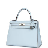 Hermes Kelly Sellier 28 Bleu Brume Epsom Palladium Hardware