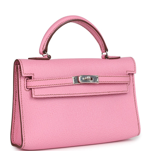 Pre-owned Hermes Micro Kelly 15 Bubblegum Epsom Palladium Hardware