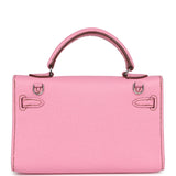 Pre-owned Hermes Micro Kelly 15 Bubblegum Epsom Palladium Hardware