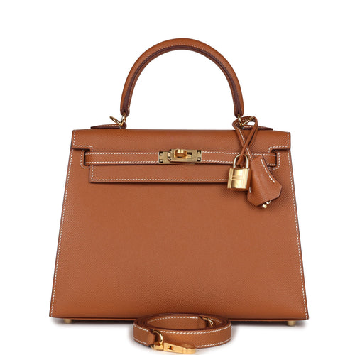 Hermes Kelly Sellier 25 Gold Epsom Gold Hardware