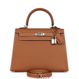 Hermes Kelly Sellier 25 Gold Epsom Palladium Hardware